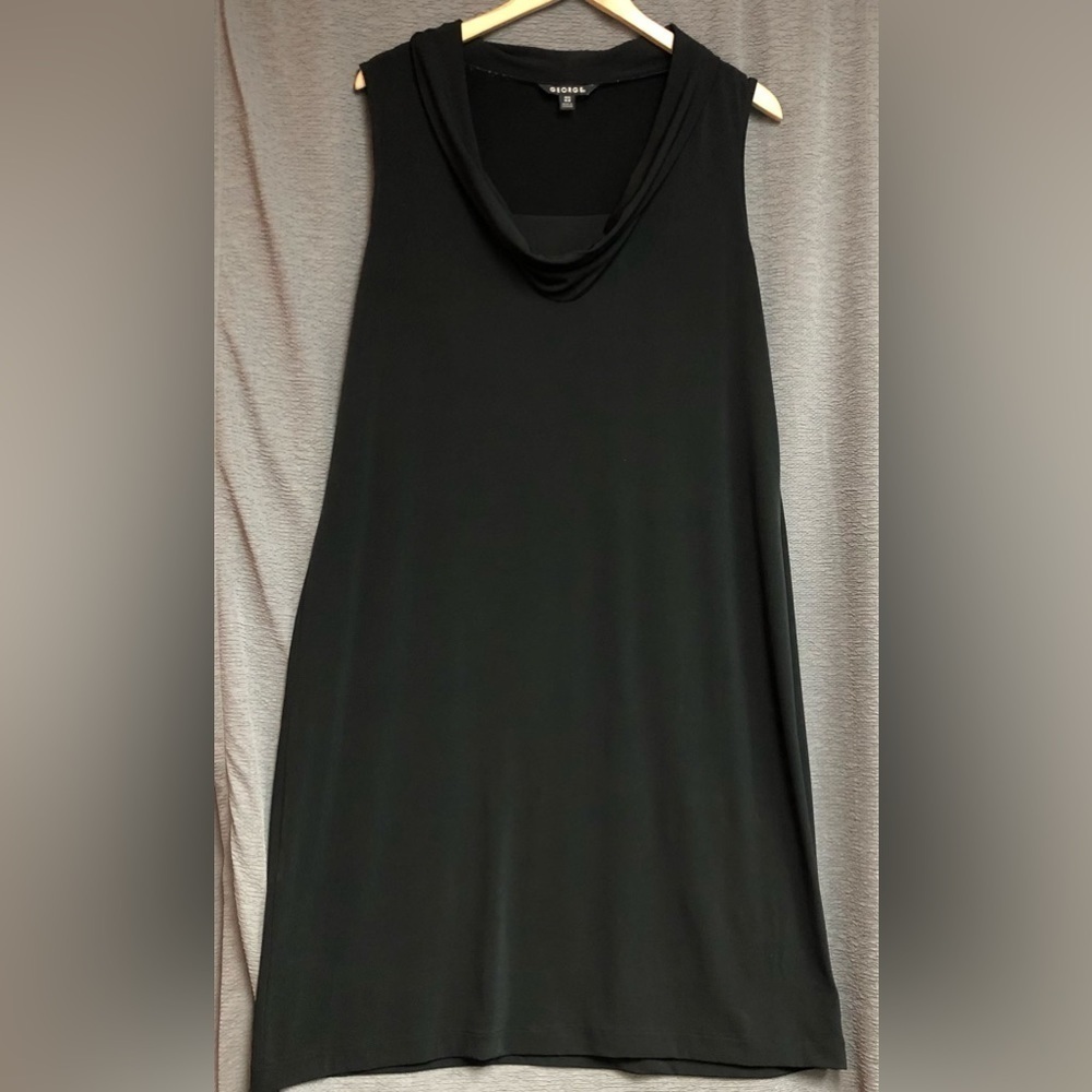 George extra-large 16 to 18 black stretchy dress Cowl neck waterfall neck